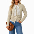Women's Lace-Bow Knit Cardigan