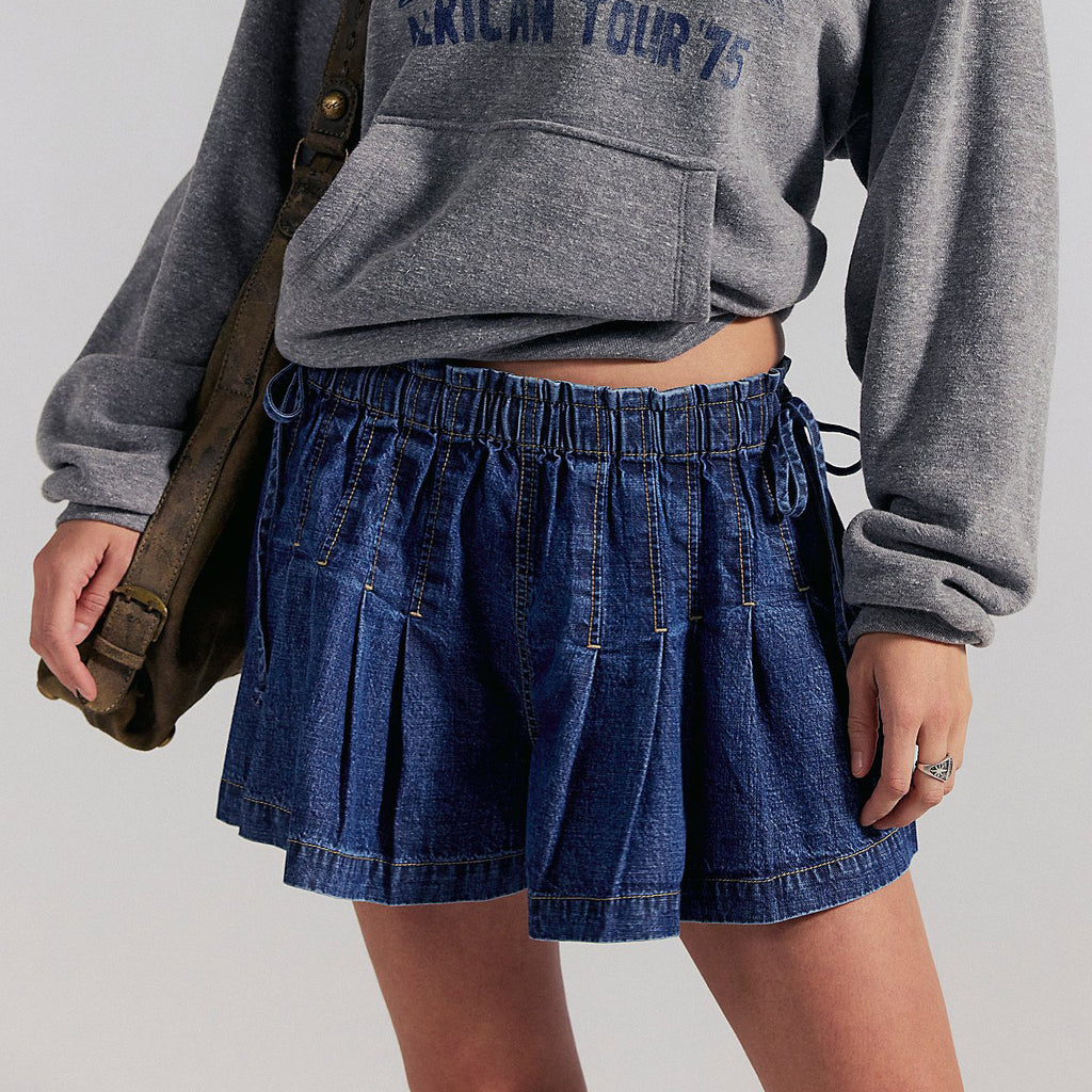 Women's Pleated Denim Skirt