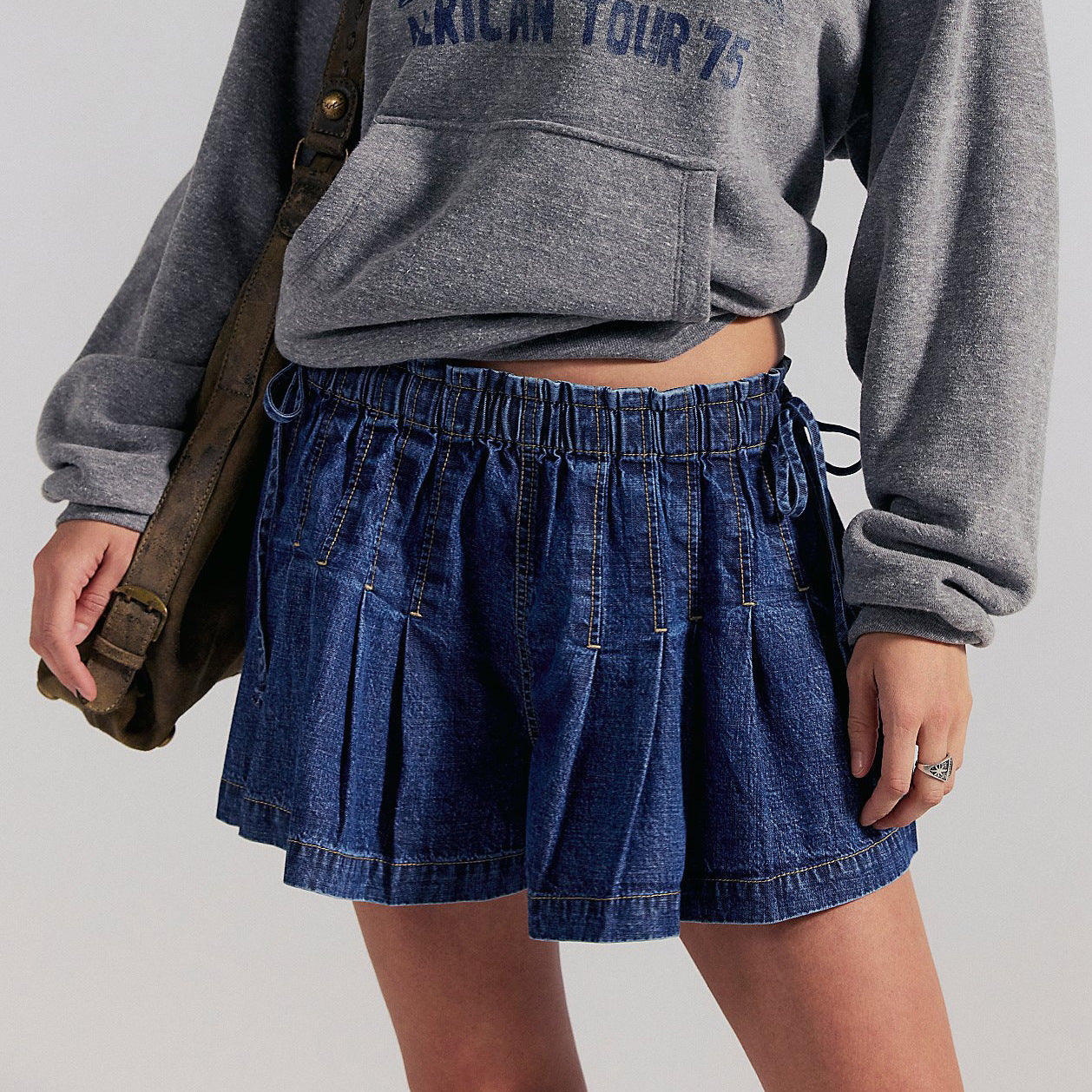 Women's Pleated Denim Skirt