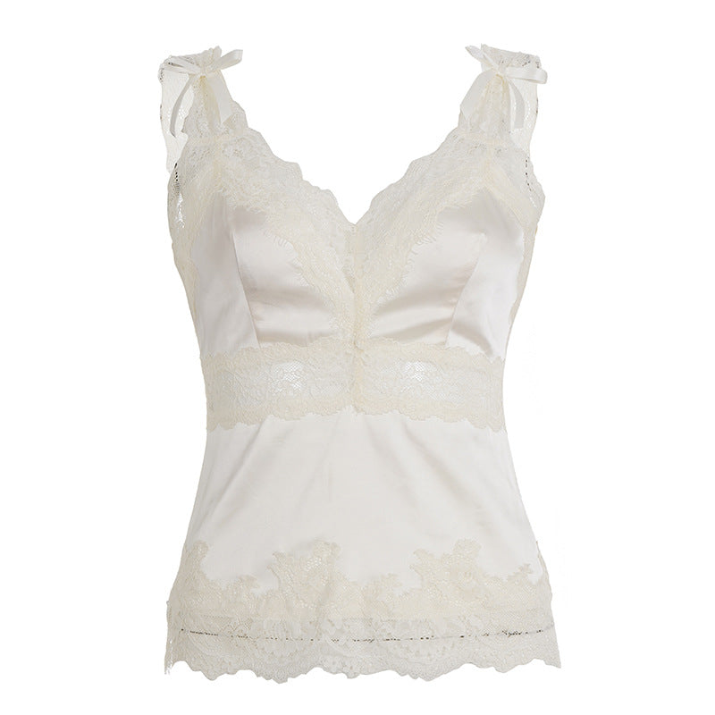 Women's Lace Bow Sleeveless Vest Top