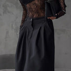 Black Pleated A-Line Skirt