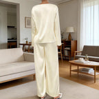 Women's Satin Two-Piece Top & Straight-Leg Pants Set