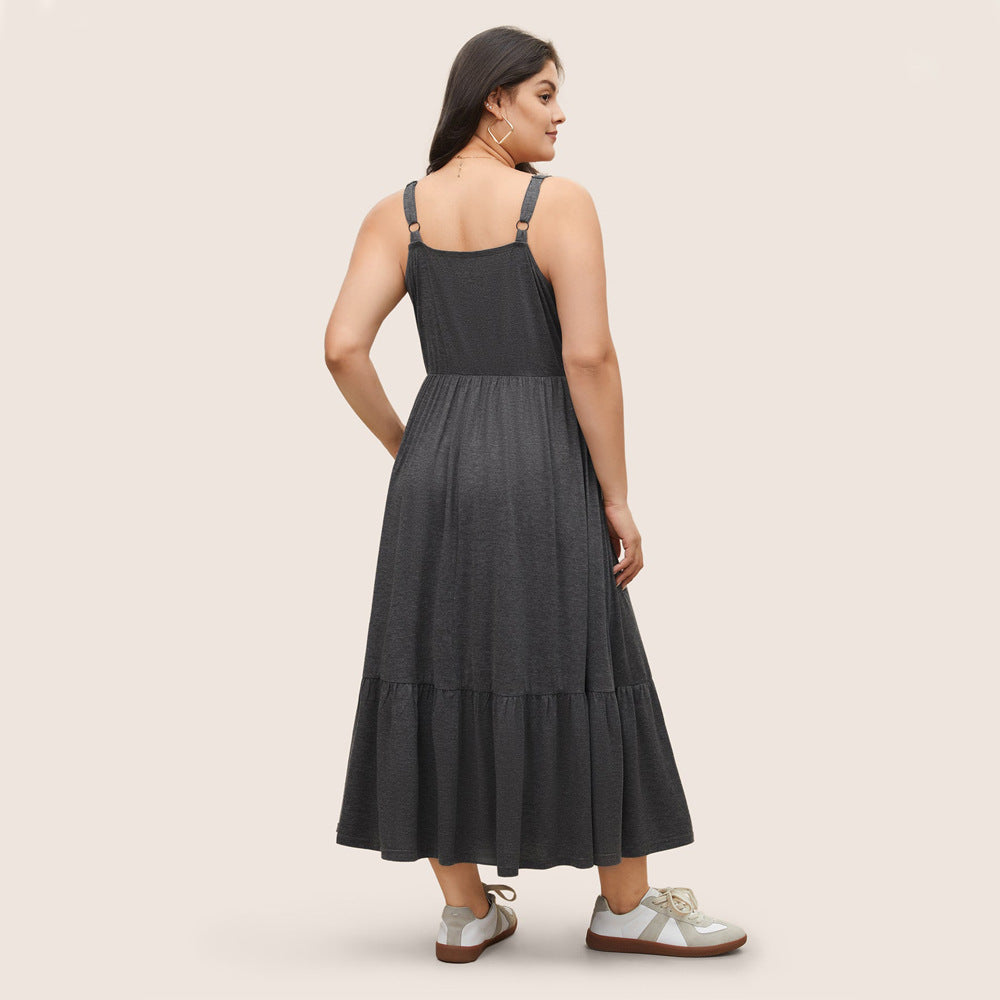 Plus-Size Pocketed Spaghetti-Strap Maxi Dress