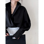 Deep V-Neck Batwing Sleeve Blouse