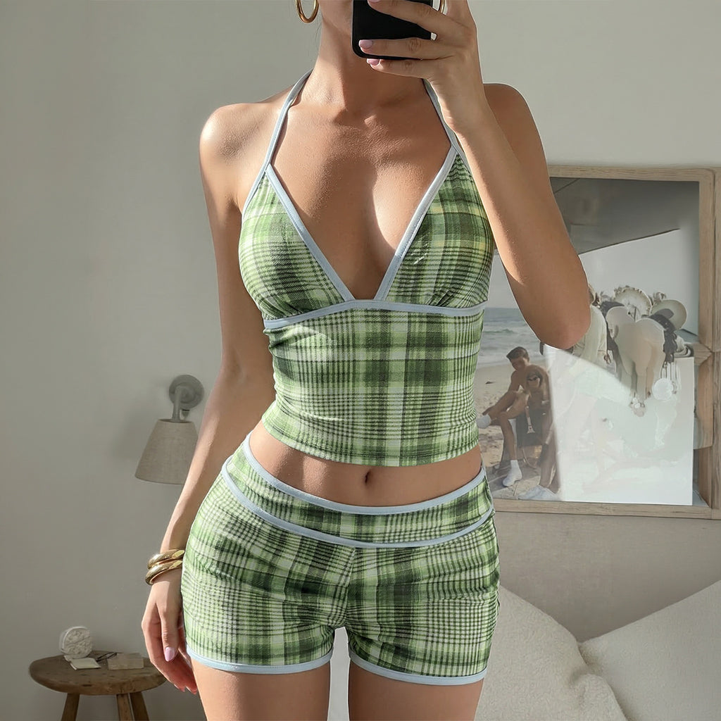 Women Clothing Summer Sexy Bandeau Tube Top Camisole Short Set