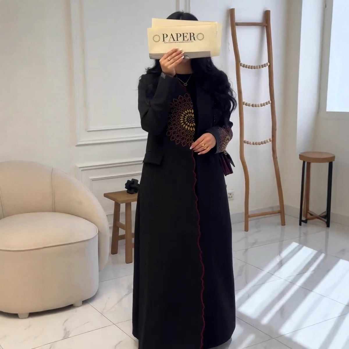 Fall Winter Arrival Machine Embroidery Loose Long Trench Coat