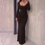 Autumn Young Lace V Neck Long Sleeve Dress