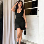Women’s Pleated Waist Slim-Fit Sheath Dress