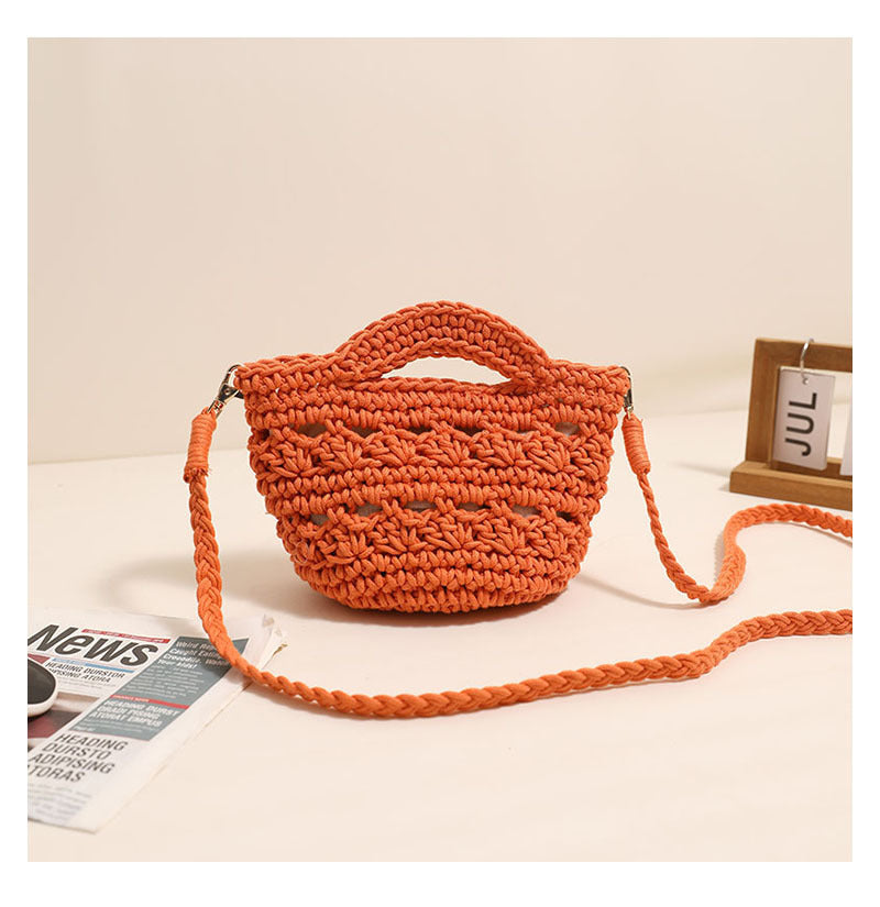 Colorful Crossbody Cotton Thread Orange without Lining