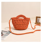 Colorful Crossbody Cotton Thread Orange without Lining