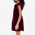 Velvet V-Neck Bow A-Line Mini Dress
