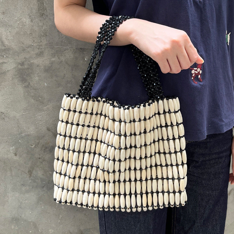 Woven Beaded Tote Bag