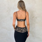 Floral Lace V-Neck Cutout Sleeveless Bodycon Maxi Dress