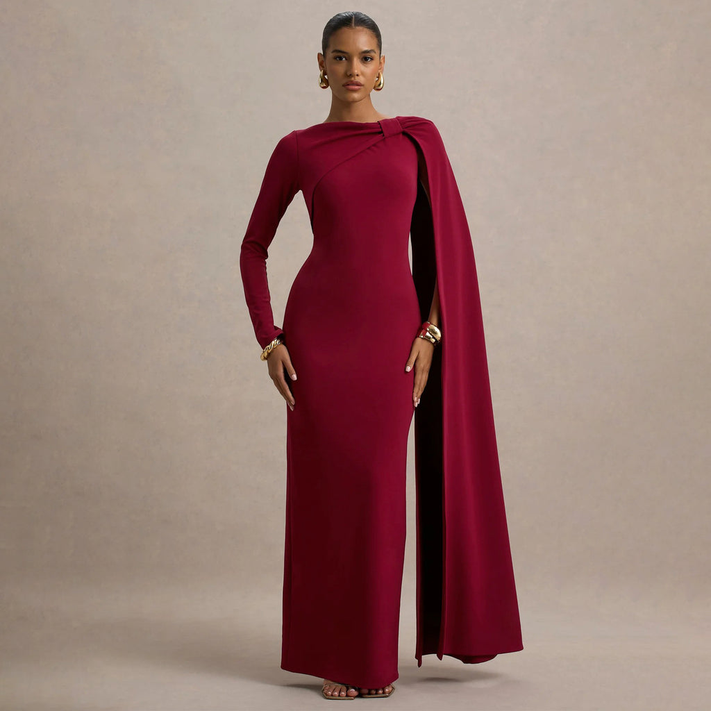Women's One-Shoulder Ribbon Evening Dress