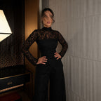 Spring Summer French Sexy Lace Patchwork Turtleneck Long