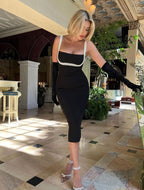 Women's Square-Neck Bodycon Knee-Length Dress