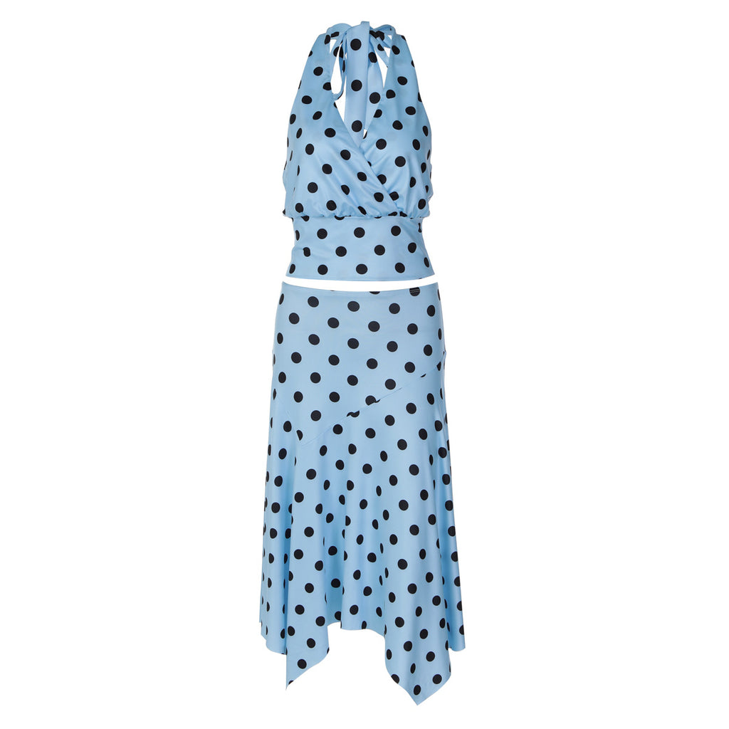 Summer Women Clothing Printed Polka Dot Halter Wrapped