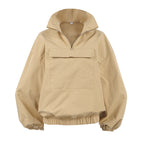 Autumn Winter British Apricot Polo Collar Zipper Drop