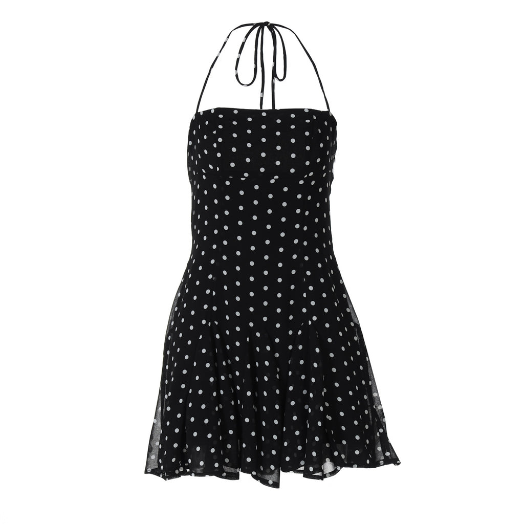 Little Short Polka-Dot Printed Tube Top Halter Dress
