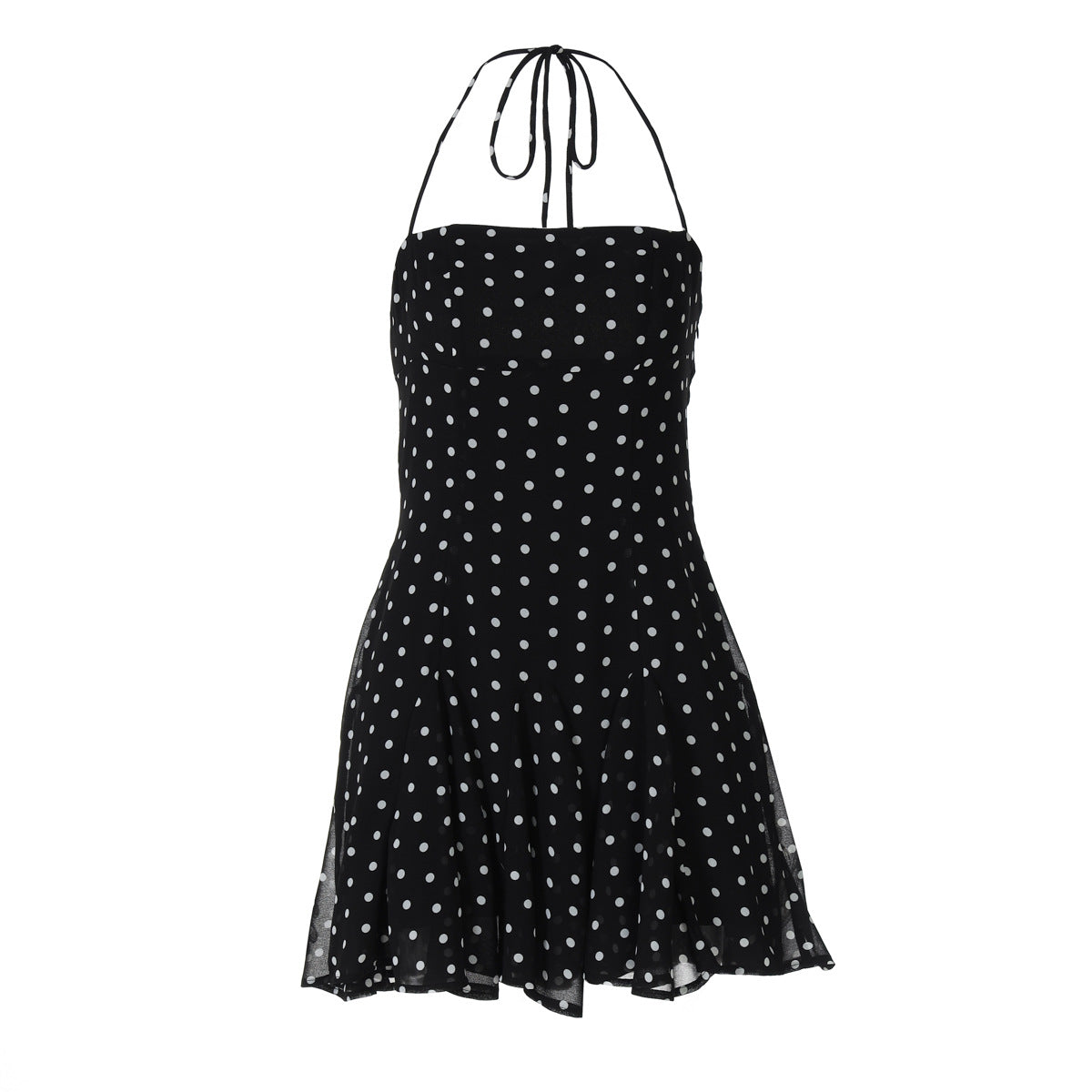 Little Short Polka-Dot Printed Tube Top Halter Dress
