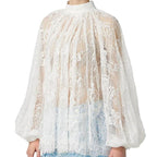 Women's Women’s Lace Lantern Sleeve Blouse