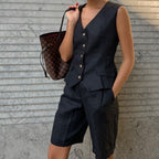 Linen Vest & Shorts Set