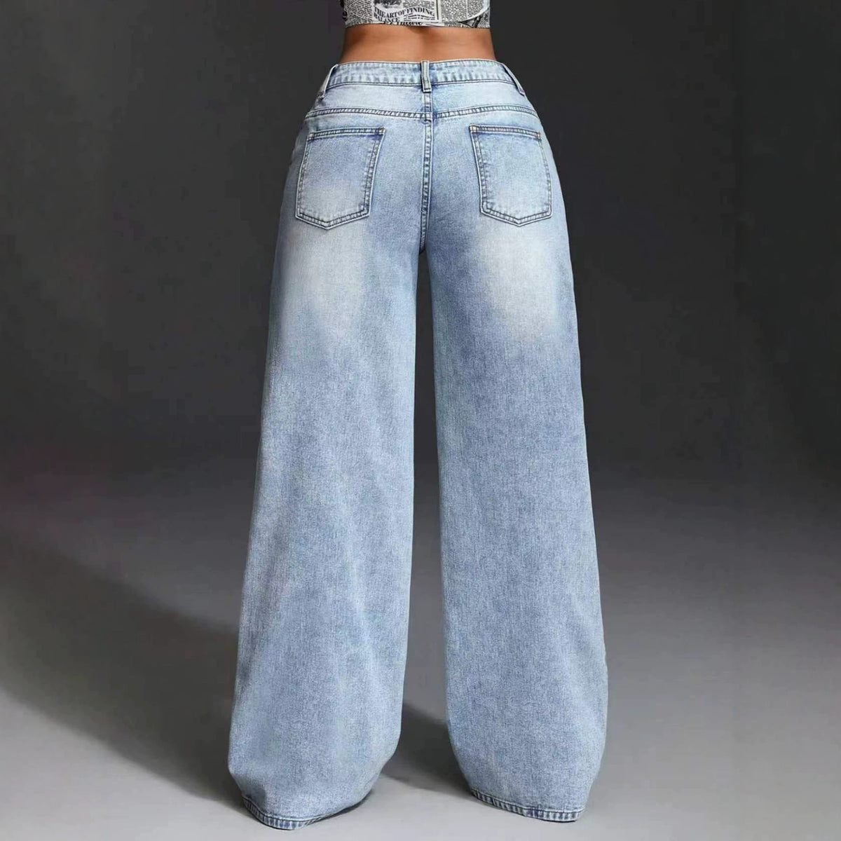 Rivet-Detail Wide-Leg Jeans