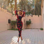 Women's Floral Off-Shoulder Fitted Dress