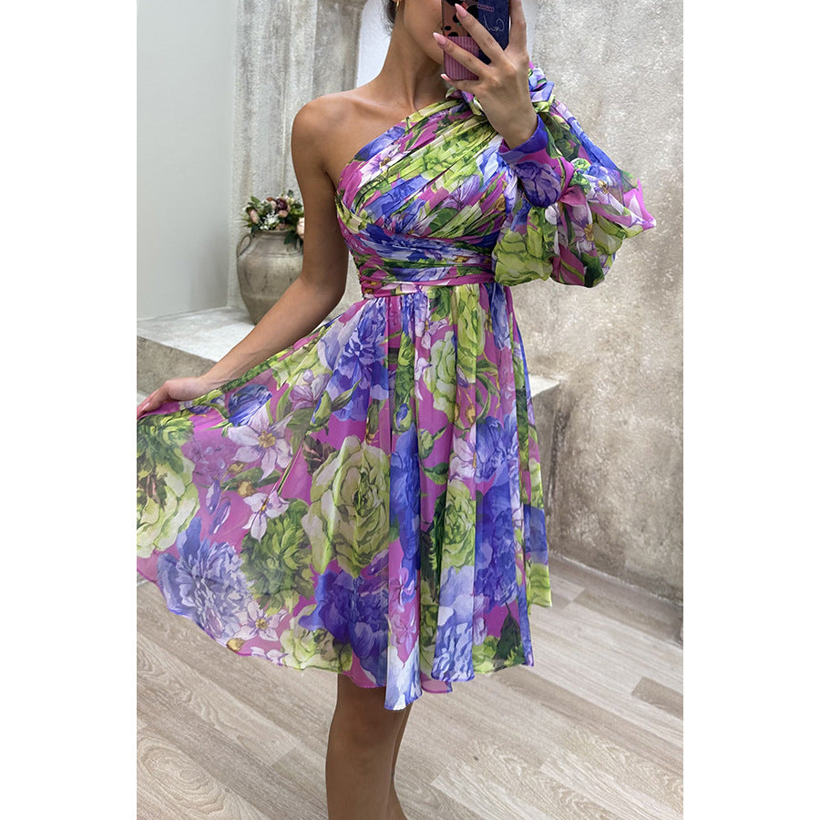 Women's Floral One-Shoulder Dress
