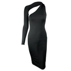 Women's Spring Summer Women Clothing Single Sleeve Irregular Asymmetric Sexy Slim Dress Dress Dress