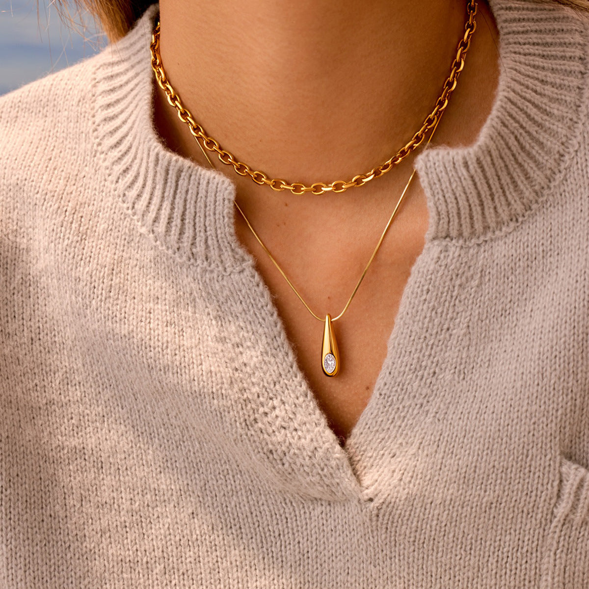 Women's Zircon Water Drop Necklace