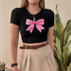 Women’s Bow Graphic Cropped T Shirt