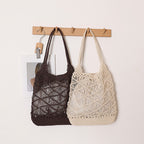 Women's Diamond-Weave Straw Tote