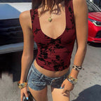 Summer Women Clothing Arrival Sexy Sheer Mesh V neck Patchwork Slim Fit Tank Top