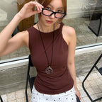 Women's Twisted Solid Color Sleeveless Top