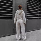 Spring Autumn Trendy Hooded Cardigan Slim Fit Casual Two-Piece Set