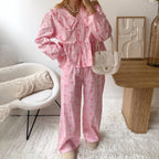 Bow Print Striped Shirt Outfit Peter Pan Set