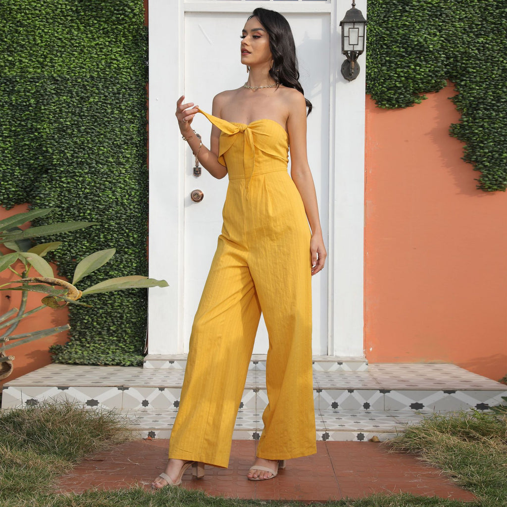 Summer Trousers without Belt Straight Yellow Office Pure High Waist