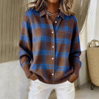 Women's Plaid Collared Cardigan