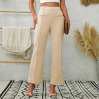 Women Bootcut Pants Front Pocket Decorative Stretch Slim Work Pant