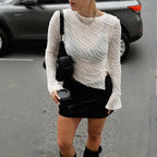 Women's Half High Collar Inner Match Lace Bottoming Shirt Women Western Blouse Sexy Top