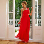 Solid-Color Voile Slit Dress