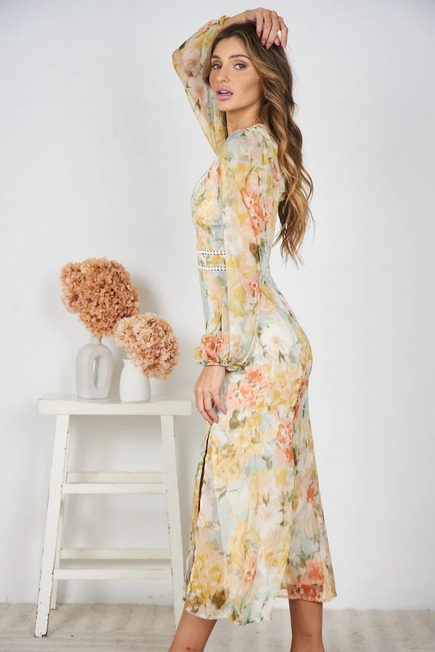 Asymmetric Printed Maxi Dress
