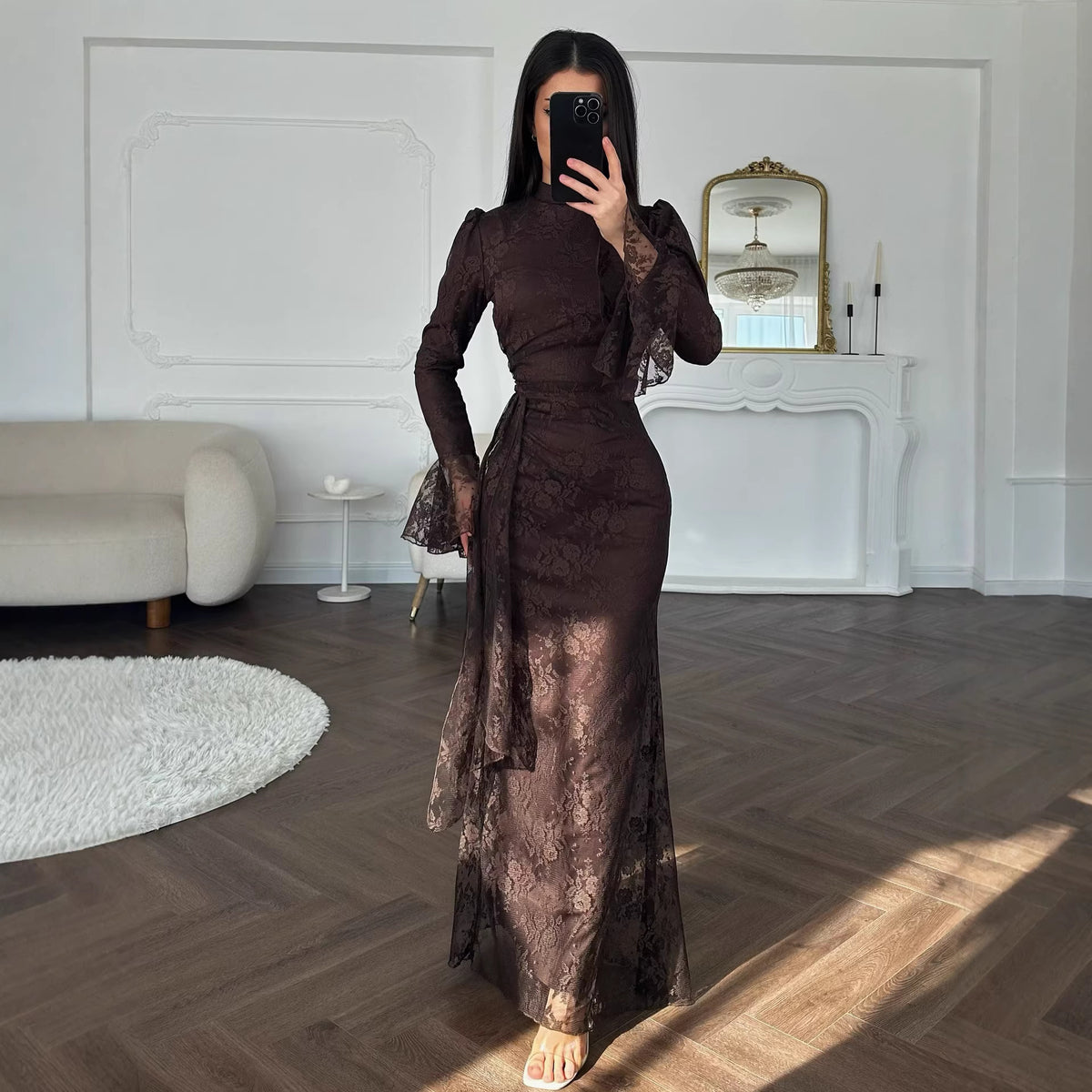 Women's Lace Sheath Evening Dress