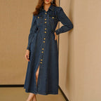 Women's Long-Sleeve Denim Shirt Dress