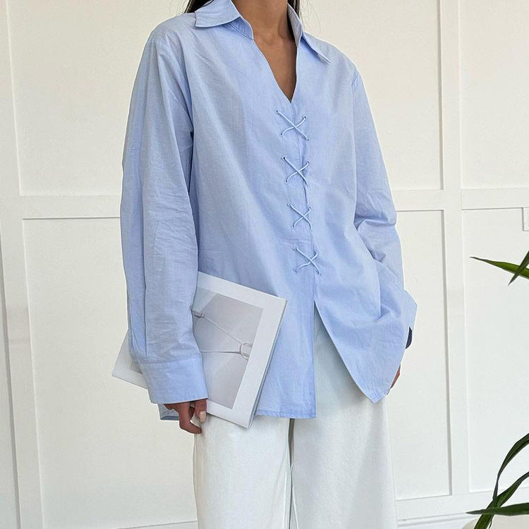 Cotton Collared Tie Shirt