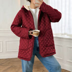 Autumn Winter Rhombus Quilted Mid Length Lambswool Lining