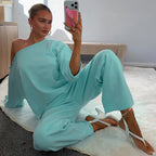 Women's Asymmetric Top & High-Waist Trousers Set
