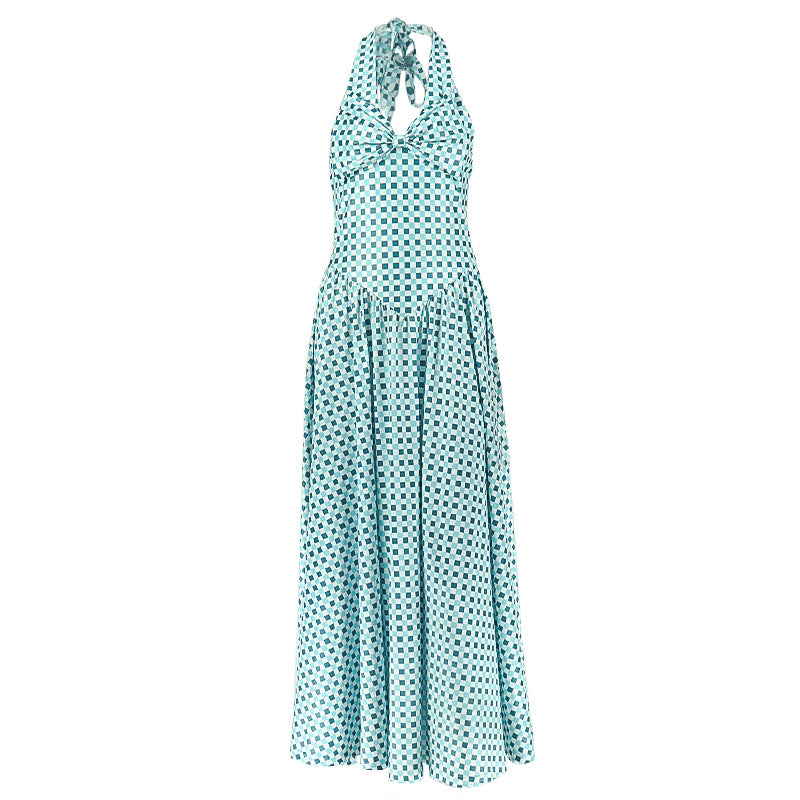 Women's Plaid Halter A-Line Dress