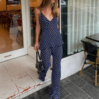 Printed Sleeveless Top & Wide-Leg Pants Set